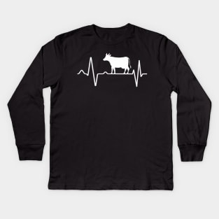 Cow Pulse Heartbeat Cattle Kids Long Sleeve T-Shirt